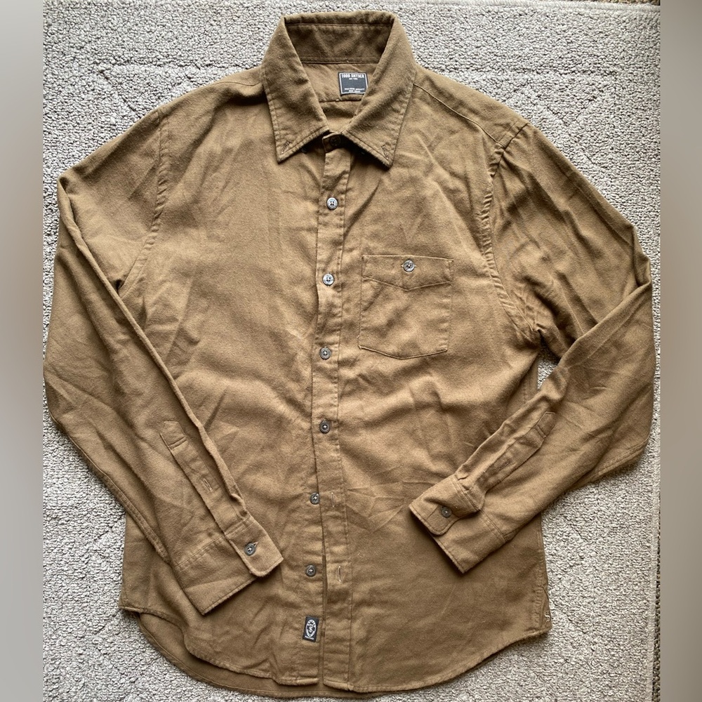 Todd Snyder Medium Dark Green Casual Button Down Shirt